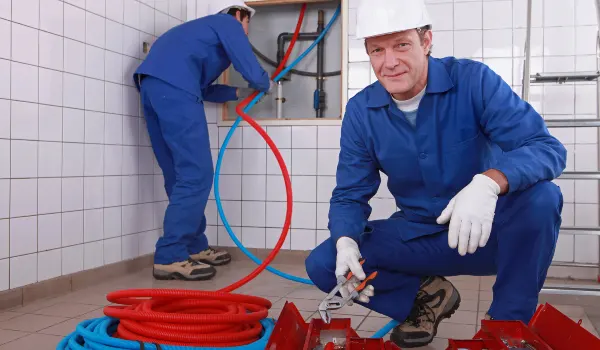 male plumber fixing a bathroom faucet from The Leander Plumber - Company in Austin, TX - Austin TX