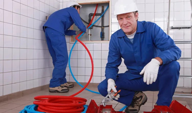 male plumber fixing a bathroom faucet from The Leander Plumber - Company in Austin, TX - Austin TX