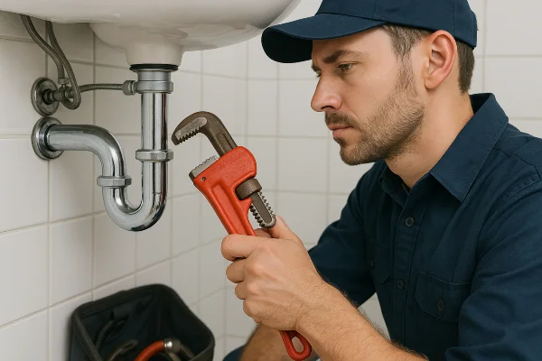 a male plumber installating a water heater from The Leander Plumber - Company in Leander, TX - Water Replacement a male plumber installating a water heater from The Leander Plumber - Company in Leander, TX - Water Replacement